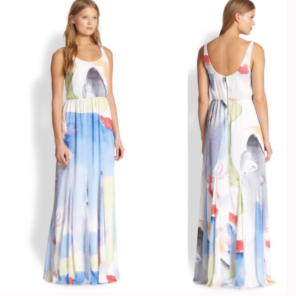 Alice + Olivia Nina Watercolor Waves Maxi Dress S